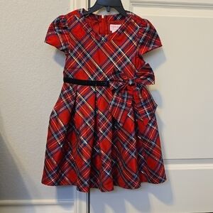 American Girl Red Plaid Formal Dress with Bow. Size 5